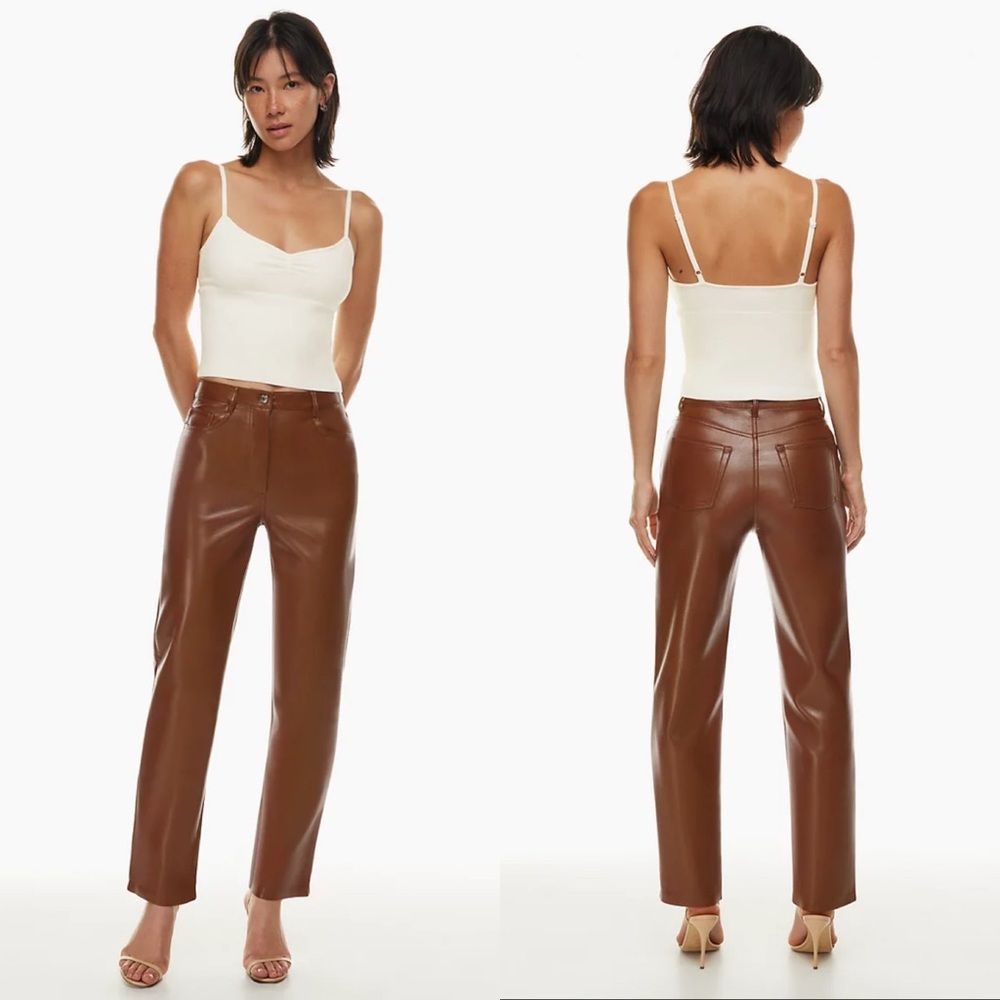 Wilfred Aritzia The Melina High Waisted Vegan Leather Pants in Cognac size 4